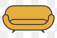 PNG yellow couch illustration sticker, transparent background