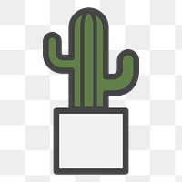 PNG Simple cactus in plant illustration sticker, transparent background