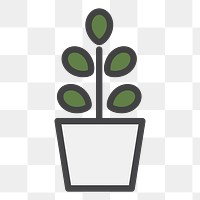 PNG plant in  pot illustration sticker, transparent background