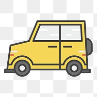 PNG yellow car illustration sticker, transparent background