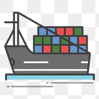 PNG  freight ship illustration sticker, transparent background