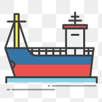 PNG  freight ship illustration sticker, transparent background