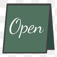 PNG open sign illustration sticker, transparent background