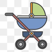 PNG Baby stroller illustration sticker, transparent background