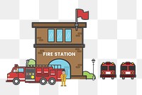 Fire station png illustration, transparent background