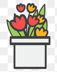 Potted tulip png illustration, transparent background