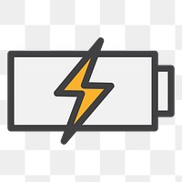 PNG charging battery illustration sticker, transparent background