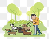 Walk the dogs png illustration, transparent background