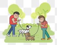 Walk the dogs png illustration, transparent background