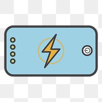 PNG mobile phone on charge illustration sticker, transparent background