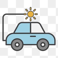 PNG solar powered car environmental illustration sticker, transparent background