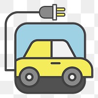 PNG EV car illustration sticker, transparent background