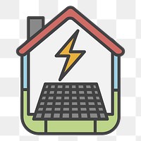 PNG Solar power home illustration sticker, transparent background