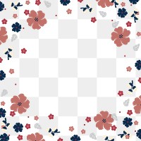 Japanese flower png border, transparent background