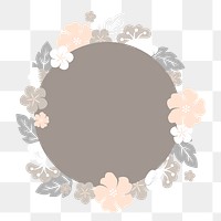 Japanese flower png badge, transparent background