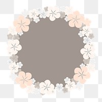 Japanese flower png badge, transparent background