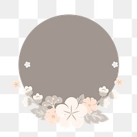 Japanese flower png badge, transparent background