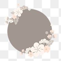Japanese flower png badge, transparent background