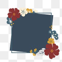 Colorful flowers png badge, transparent background