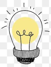 Light bulb png doodle illustration, transparent background