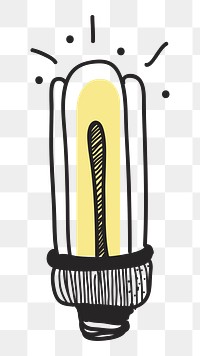 Light bulb png doodle illustration, transparent background