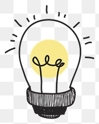 Light bulb png doodle illustration, transparent background