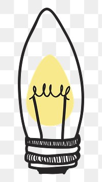 Light bulb png doodle illustration, transparent background