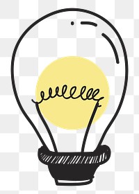 Light bulb png doodle illustration, transparent background