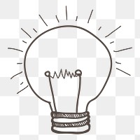 Light bulb png doodle illustration, transparent background