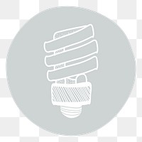 LED light bulb png doodle illustration, transparent background