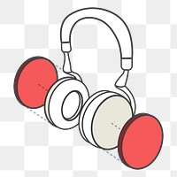  Png red headphones 3D icon, transparent background