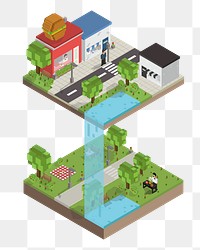 Town png illustration, transparent background