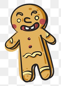  Png gingerbread cookie illustration sticker, transparent background