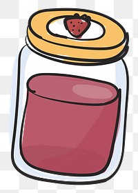  Png strawberry jam illustration sticker, transparent background