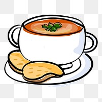  Png orange soup illustration sticker, transparent background