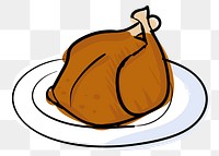  Png turkey on plate illustration sticker, transparent background