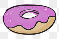  Png pink donut illustration sticker, transparent background