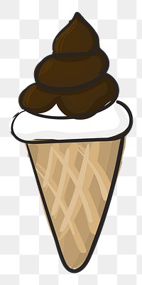  Png chocolate soft serve illustration sticker, transparent background