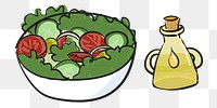  Png green salad illustration sticker, transparent background