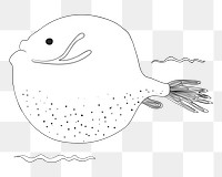 Cute fish png doodle illustration, transparent background