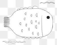 Cute fish png doodle illustration, transparent background