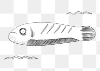 Cute fish png doodle illustration, transparent background
