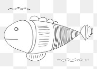 Cute fish png doodle illustration, transparent background