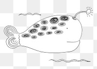 Cute fish png doodle illustration, transparent background