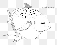 Cute fish png doodle illustration, transparent background