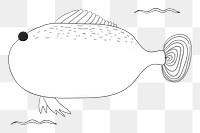 Cute fish png doodle illustration, transparent background