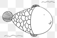 Cute fish png doodle illustration, transparent background