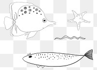 Cute fish png doodle illustration, transparent background