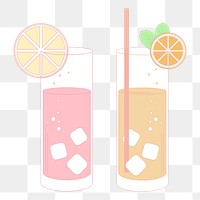 Png Cute cocktail illustration element, transparent background