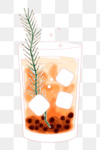 Png Cute cocktail illustration element, transparent background